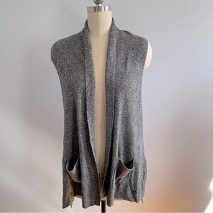 Ellen Tracy Long Sweater Vest- Black and White Mix- Size 1X